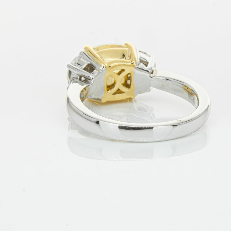 18ct White Gold 4.01ct Yellow Cushion Cut Diamond Ring-Ring-Walker & Hall