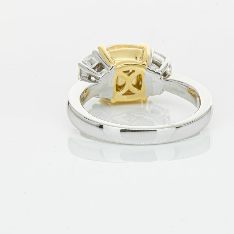 18ct White Gold 4.01ct Yellow Cushion Cut Diamond Ring-Ring-Walker & Hall