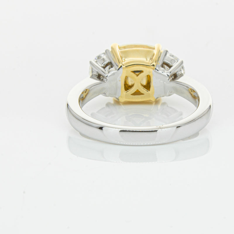 18ct White Gold 4.01ct Yellow Cushion Cut Diamond Ring-Ring-Walker & Hall