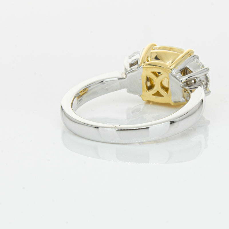 18ct White Gold 4.01ct Yellow Cushion Cut Diamond Ring-Ring-Walker & Hall