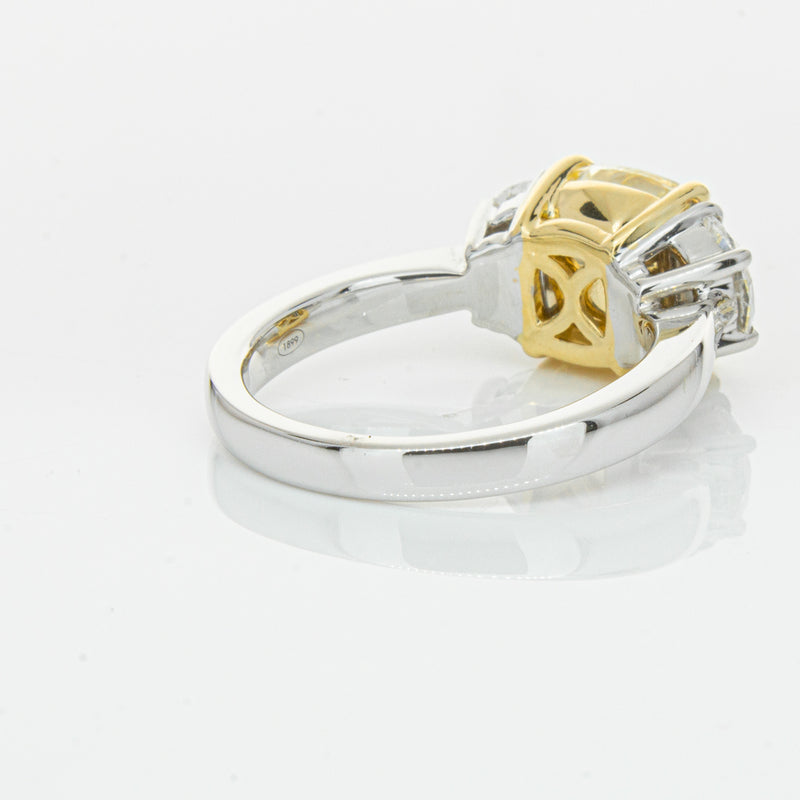18ct White Gold 4.01ct Yellow Cushion Cut Diamond Ring-Ring-Walker & Hall