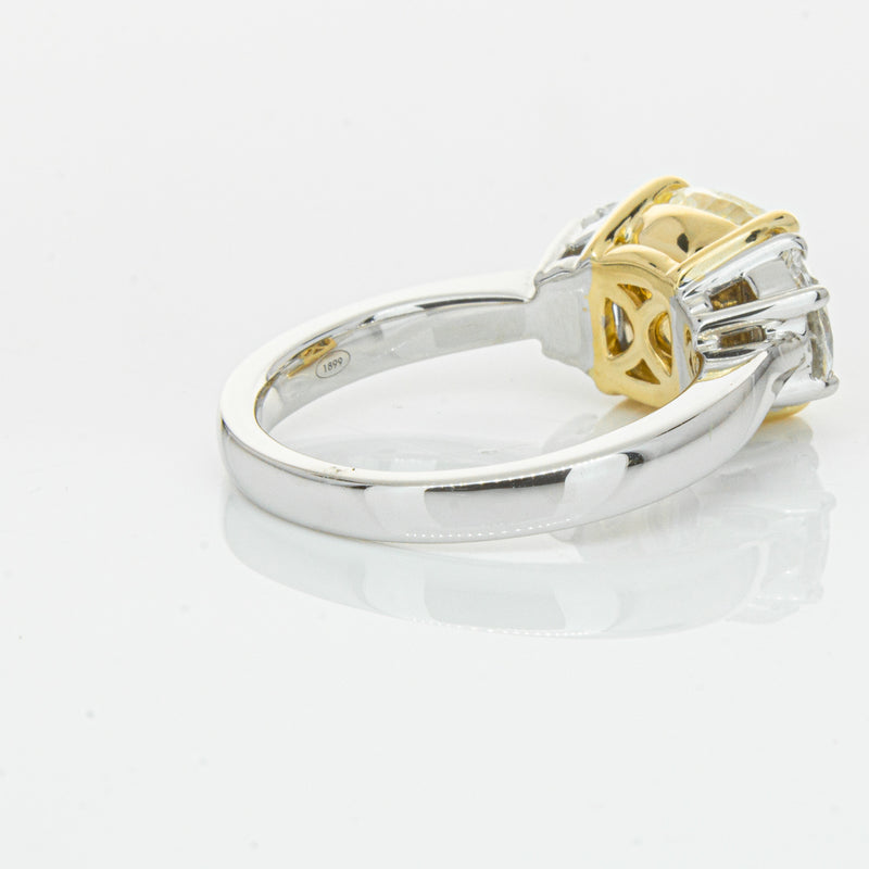 18ct White Gold 4.01ct Yellow Cushion Cut Diamond Ring-Ring-Walker & Hall