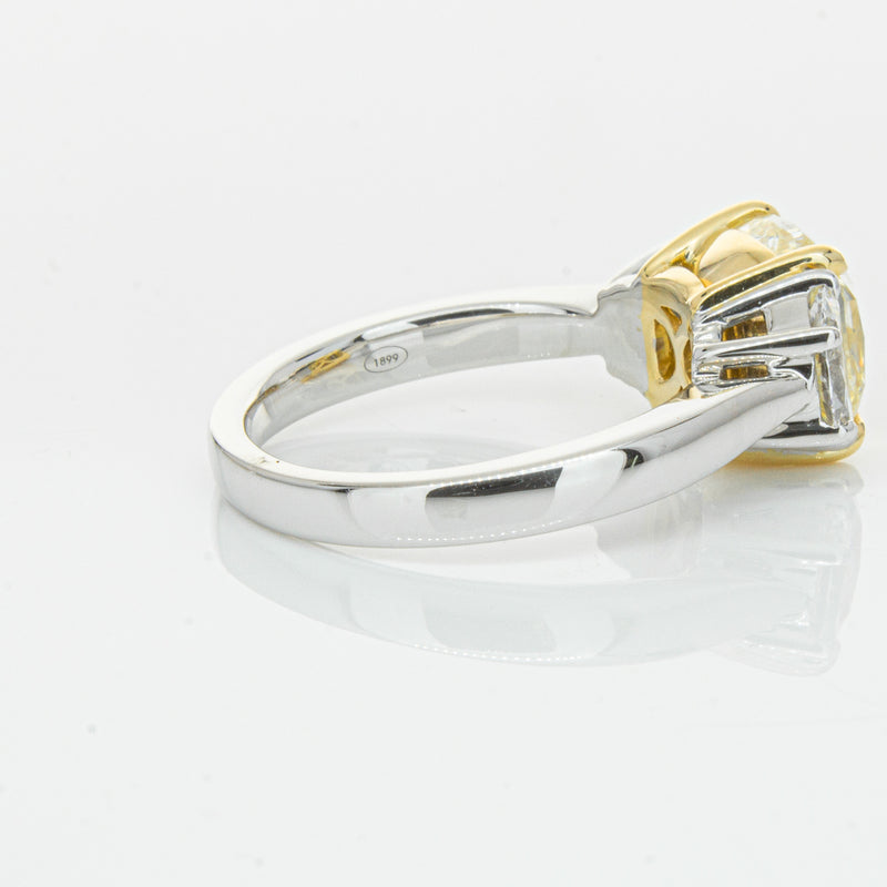 18ct White Gold 4.01ct Yellow Cushion Cut Diamond Ring-Ring-Walker & Hall