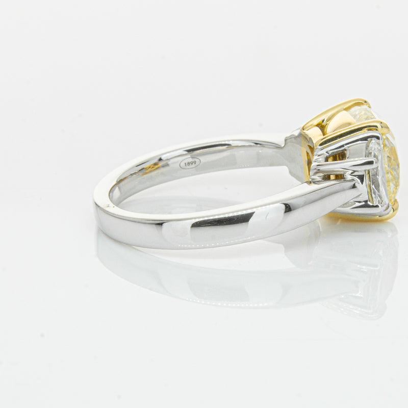 18ct White Gold 4.01ct Yellow Cushion Cut Diamond Ring-Ring-Walker & Hall