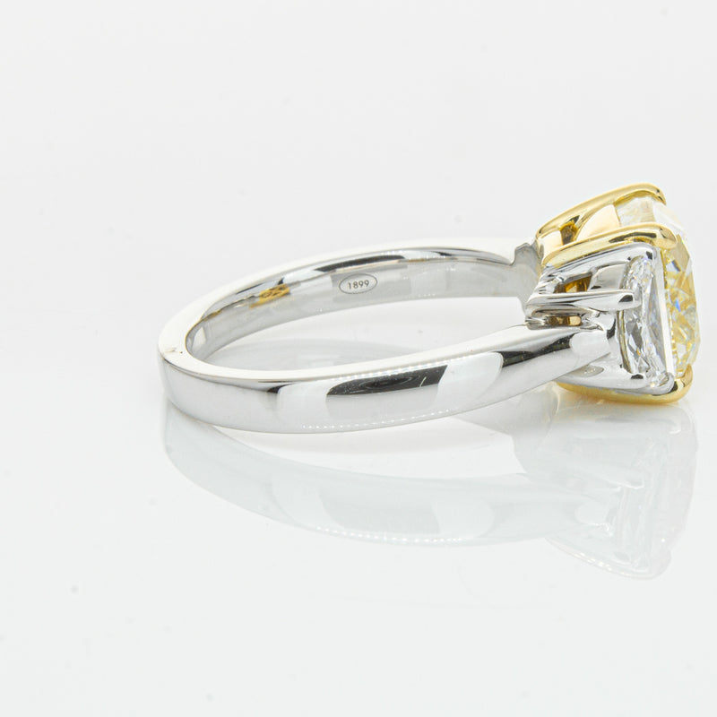 18ct White Gold 4.01ct Yellow Cushion Cut Diamond Ring-Ring-Walker & Hall