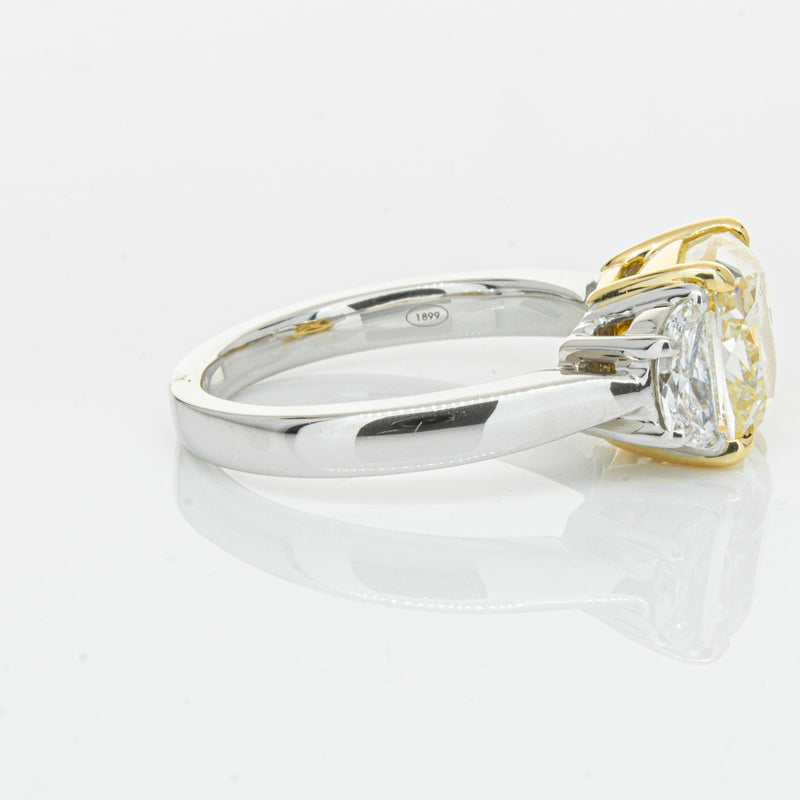 18ct White Gold 4.01ct Yellow Cushion Cut Diamond Ring-Ring-Walker & Hall