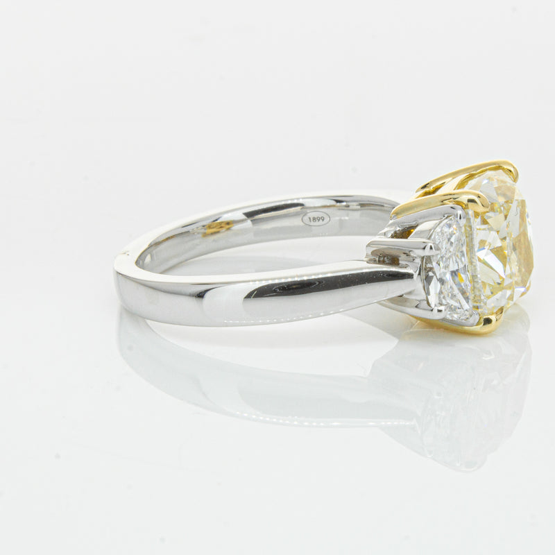 18ct White Gold 4.01ct Yellow Cushion Cut Diamond Ring-Ring-Walker & Hall