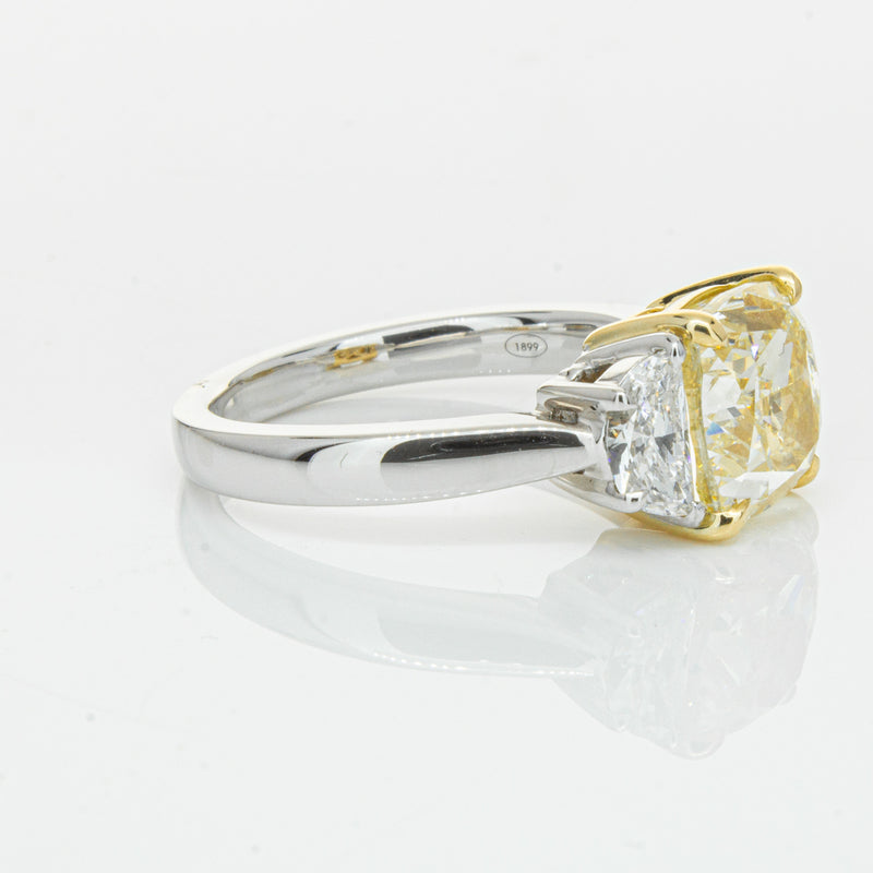 18ct White Gold 4.01ct Yellow Cushion Cut Diamond Ring-Ring-Walker & Hall