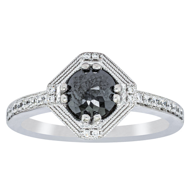 18ct White Gold Black Diamond Ring Walker Hall