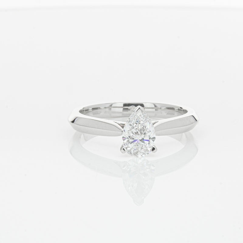 18ct White Gold .71ct Pear Diamond Venetian Ring-Ring-Walker & Hall