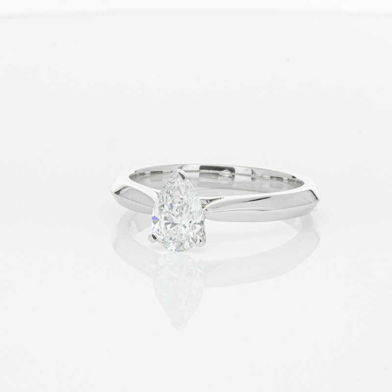18ct White Gold .71ct Pear Diamond Venetian Ring-Ring-Walker & Hall