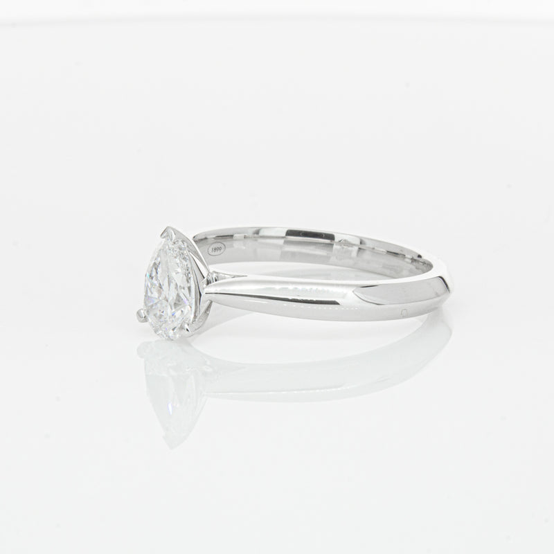 18ct White Gold .71ct Pear Diamond Venetian Ring-Ring-Walker & Hall