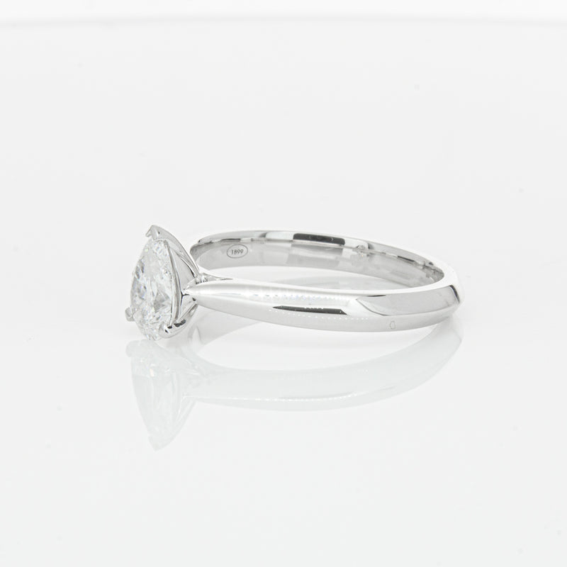 18ct White Gold .71ct Pear Diamond Venetian Ring-Ring-Walker & Hall