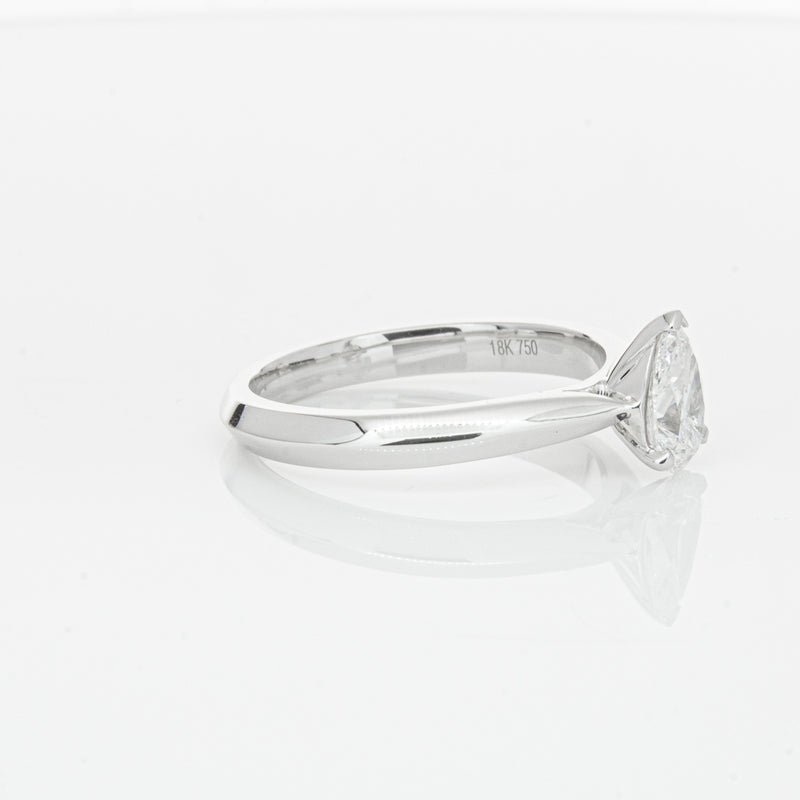 18ct White Gold .71ct Pear Diamond Venetian Ring-Ring-Walker & Hall