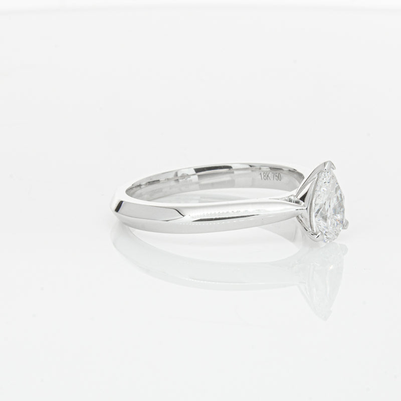 18ct White Gold .71ct Pear Diamond Venetian Ring-Ring-Walker & Hall