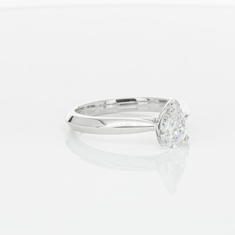 18ct White Gold .71ct Pear Diamond Venetian Ring-Ring-Walker & Hall