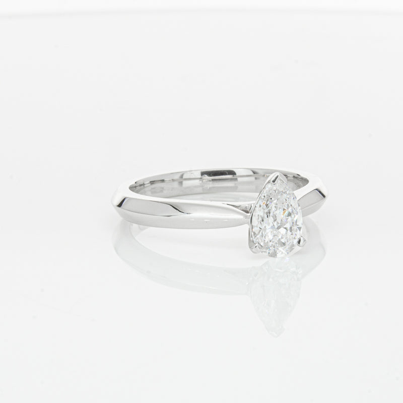 18ct White Gold .71ct Pear Diamond Venetian Ring-Ring-Walker & Hall