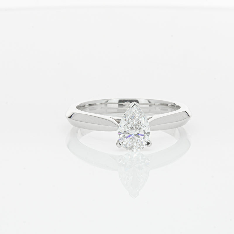 18ct White Gold .71ct Pear Diamond Venetian Ring-Ring-Walker & Hall