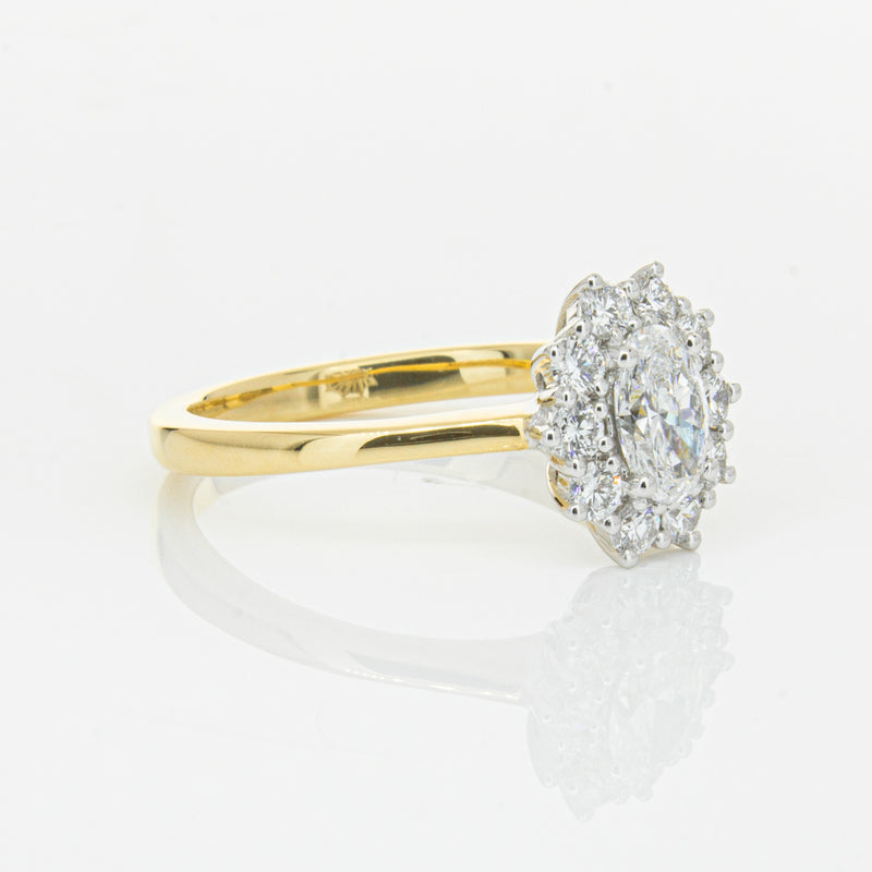 18ct Yellow Gold .50ct Oval Diamond Belle Ring-Ring-Walker & Hall