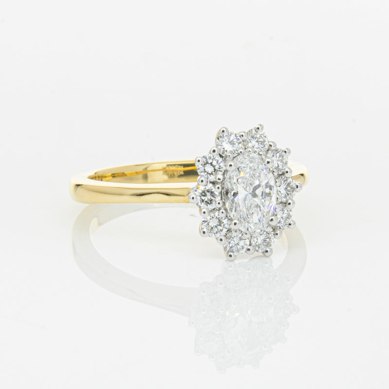 18ct Yellow Gold .50ct Oval Diamond Belle Ring-Ring-Walker & Hall