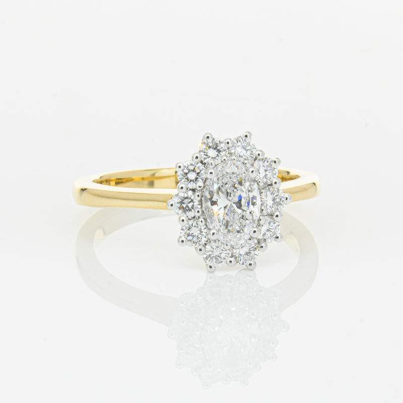 18ct Yellow Gold .50ct Oval Diamond Belle Ring-Ring-Walker & Hall