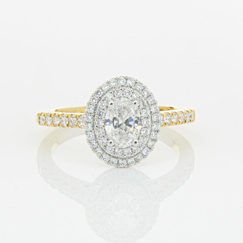 18ct Yellow Gold .50ct Oval Cut Diamond Rosa Ring-Ring-Walker & Hall