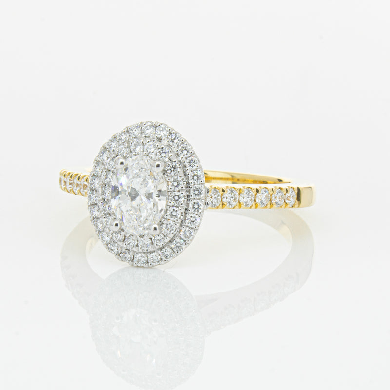 18ct Yellow Gold .50ct Oval Cut Diamond Rosa Ring-Ring-Walker & Hall