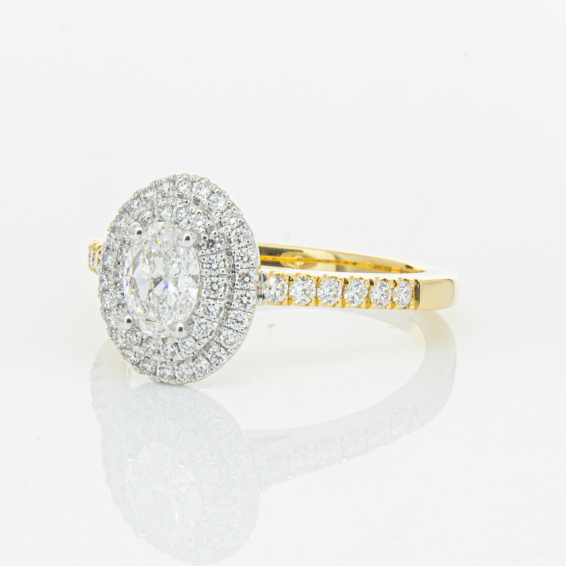 18ct Yellow Gold .50ct Oval Cut Diamond Rosa Ring-Ring-Walker & Hall