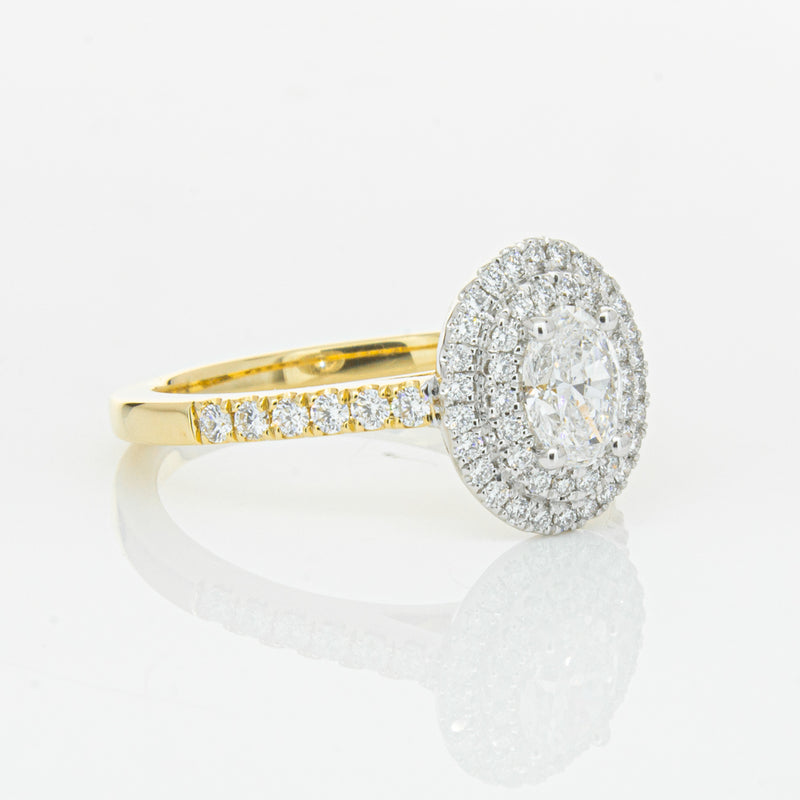 18ct Yellow Gold .50ct Oval Cut Diamond Rosa Ring-Ring-Walker & Hall