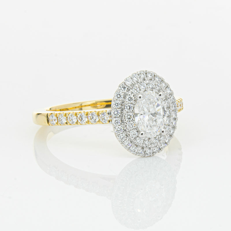 18ct Yellow Gold .50ct Oval Cut Diamond Rosa Ring-Ring-Walker & Hall