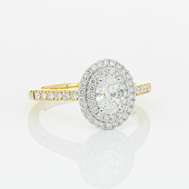 18ct Yellow Gold .50ct Oval Cut Diamond Rosa Ring-Ring-Walker & Hall