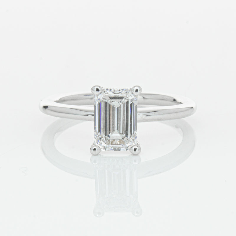 18ct White Gold 1.51ct Emerald Cut Diamond Melba Ring-Ring-Walker & Hall