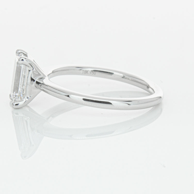 18ct White Gold 1.51ct Emerald Cut Diamond Melba Ring-Ring-Walker & Hall