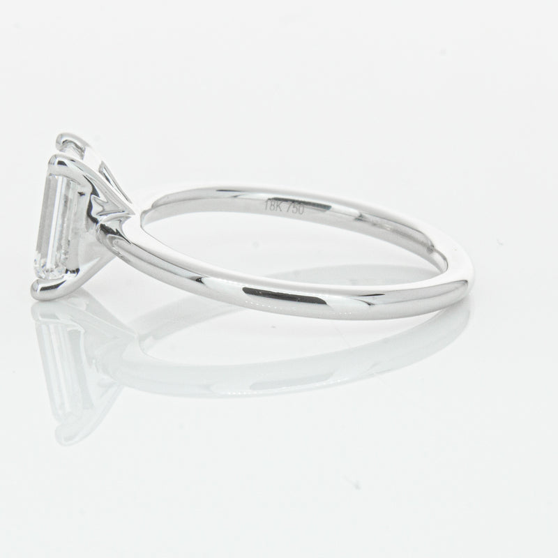 18ct White Gold 1.51ct Emerald Cut Diamond Melba Ring-Ring-Walker & Hall