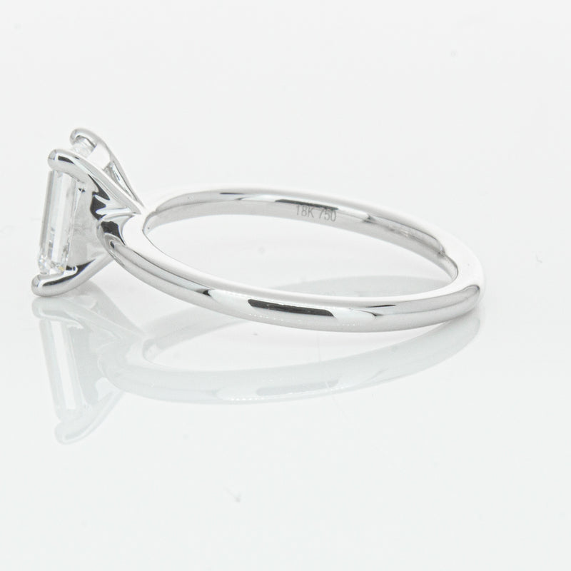 18ct White Gold 1.51ct Emerald Cut Diamond Melba Ring-Ring-Walker & Hall