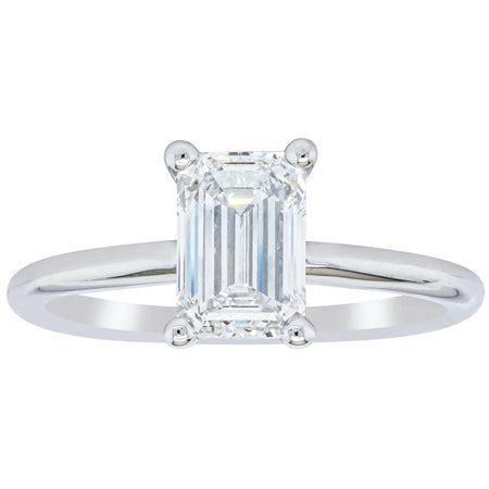 18ct White Gold 1.51ct Emerald Cut Diamond Melba Ring-Ring-Walker & Hall