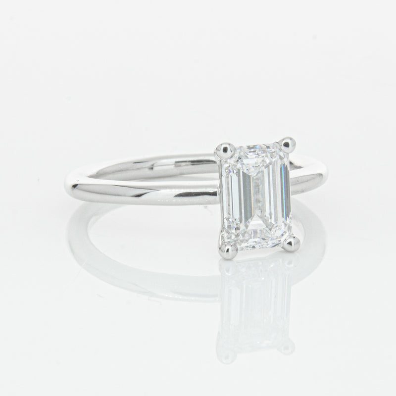 18ct White Gold 1.51ct Emerald Cut Diamond Melba Ring-Ring-Walker & Hall