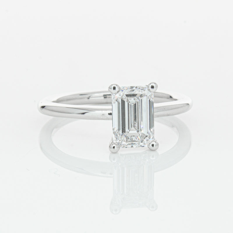 18ct White Gold 1.51ct Emerald Cut Diamond Melba Ring-Ring-Walker & Hall