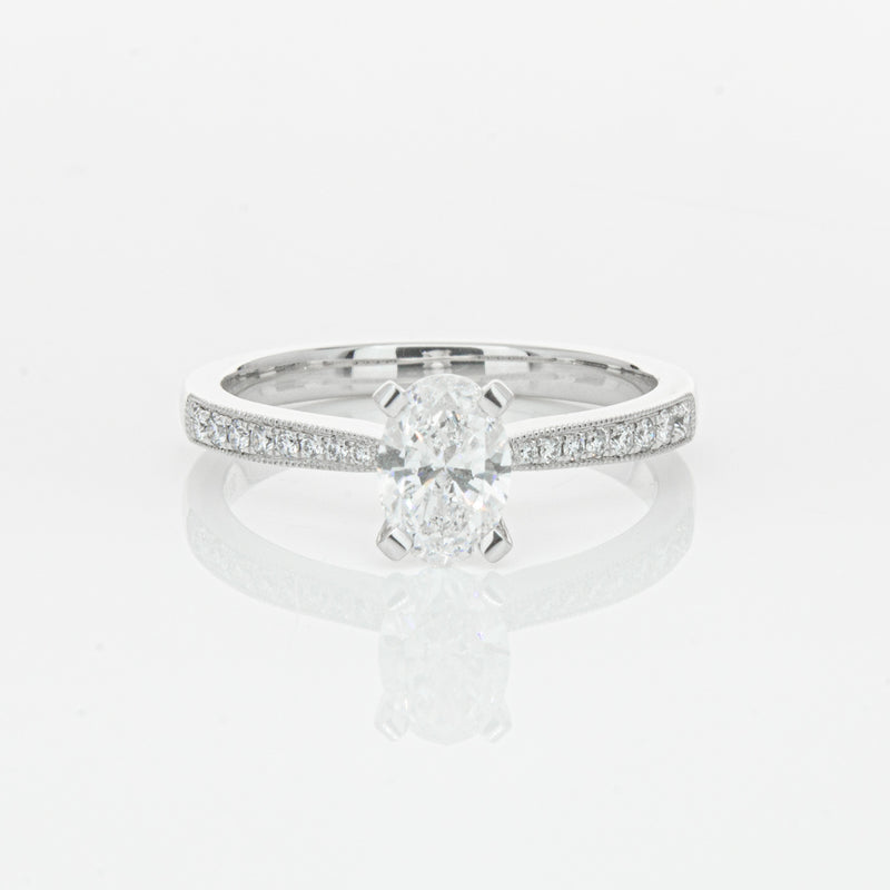 18ct White Gold .70ct Oval Cut Diamond Zenith Ring-Ring-Walker & Hall