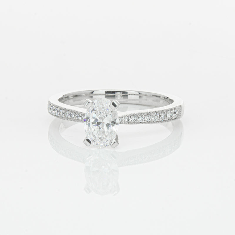18ct White Gold .70ct Oval Cut Diamond Zenith Ring-Ring-Walker & Hall