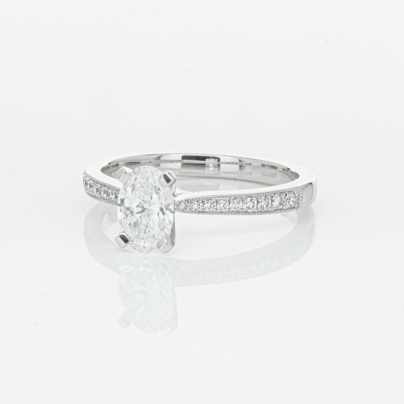 18ct White Gold .70ct Oval Cut Diamond Zenith Ring-Ring-Walker & Hall