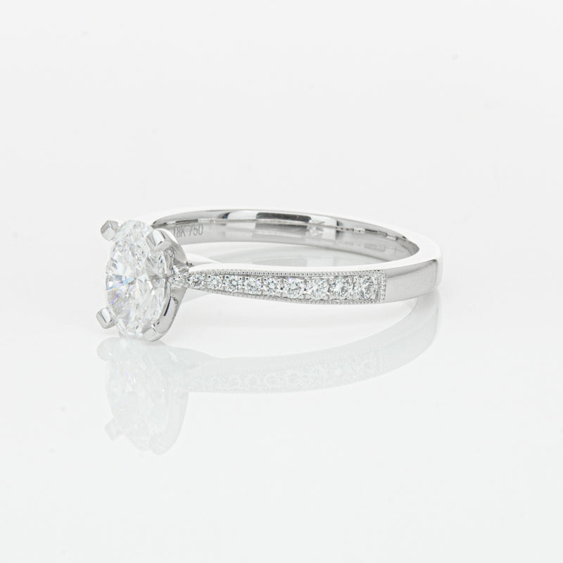 18ct White Gold .70ct Oval Cut Diamond Zenith Ring-Ring-Walker & Hall