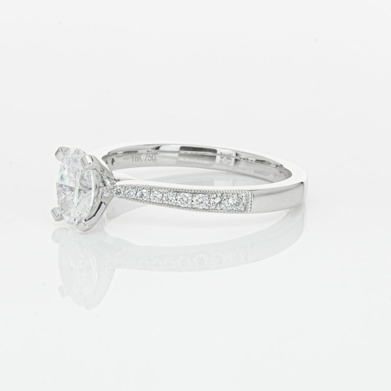 18ct White Gold .70ct Oval Cut Diamond Zenith Ring-Ring-Walker & Hall