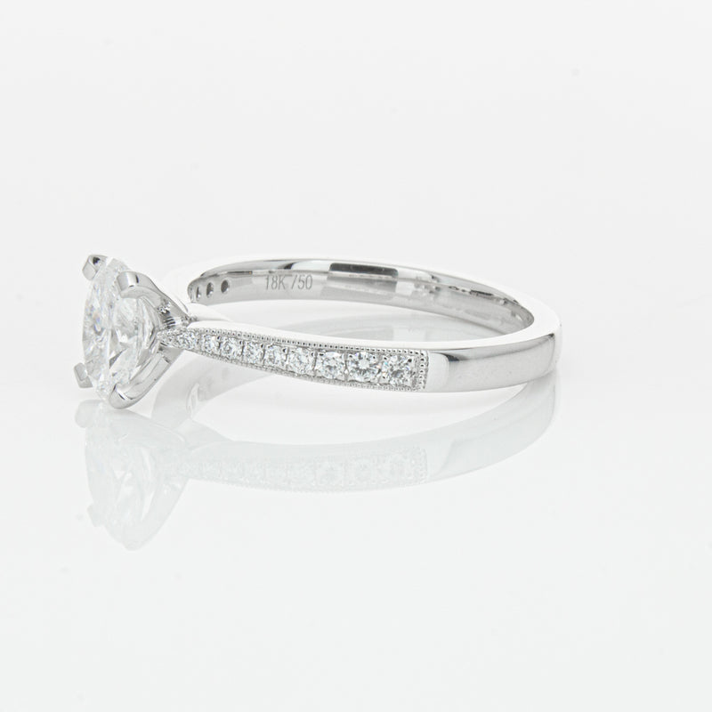 18ct White Gold .70ct Oval Cut Diamond Zenith Ring-Ring-Walker & Hall