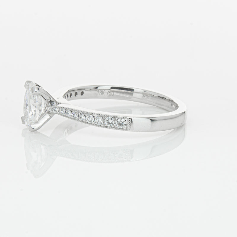 18ct White Gold .70ct Oval Cut Diamond Zenith Ring-Ring-Walker & Hall