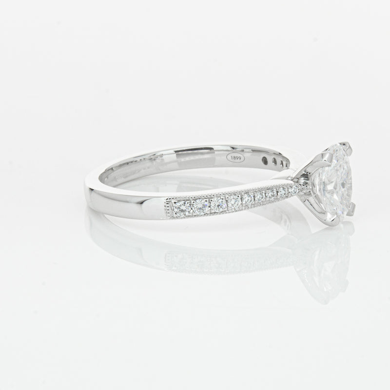 18ct White Gold .70ct Oval Cut Diamond Zenith Ring-Ring-Walker & Hall