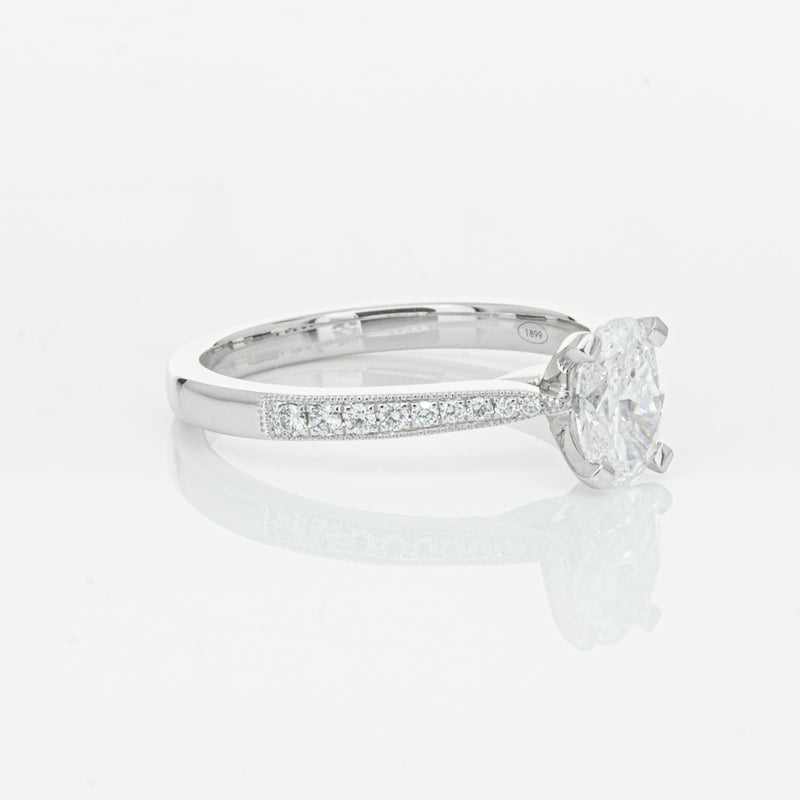 18ct White Gold .70ct Oval Cut Diamond Zenith Ring-Ring-Walker & Hall