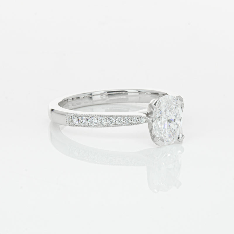 18ct White Gold .70ct Oval Cut Diamond Zenith Ring-Ring-Walker & Hall