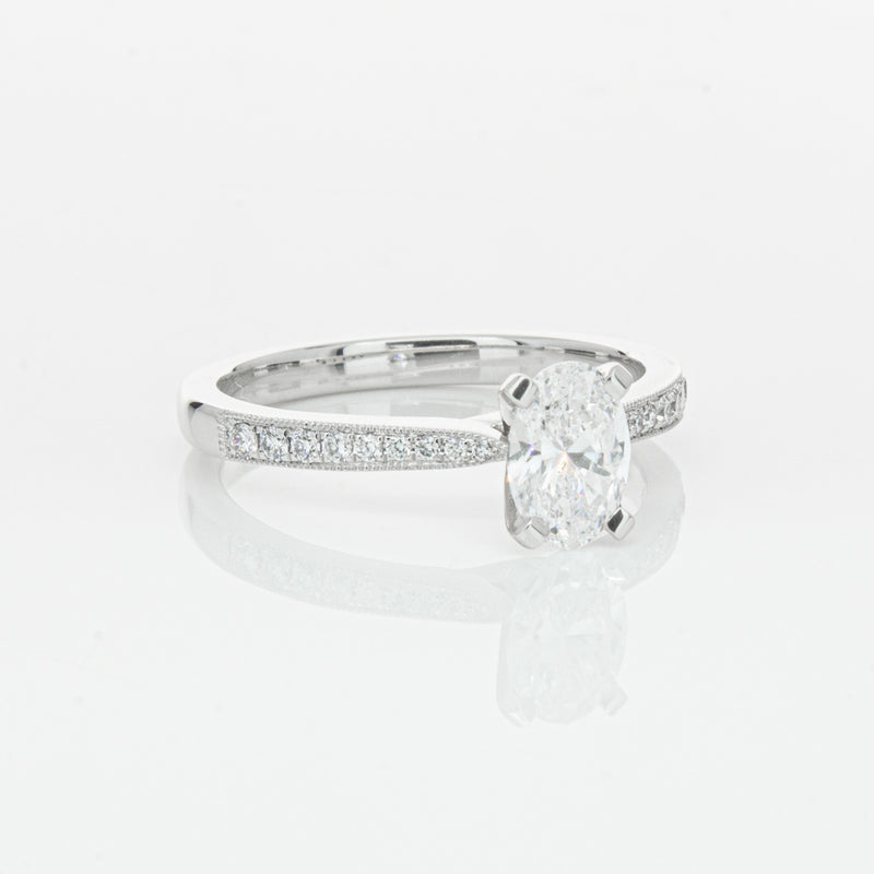 18ct White Gold .70ct Oval Cut Diamond Zenith Ring-Ring-Walker & Hall