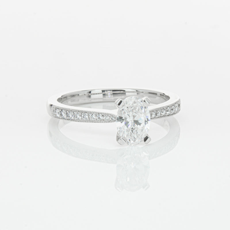 18ct White Gold .70ct Oval Cut Diamond Zenith Ring-Ring-Walker & Hall